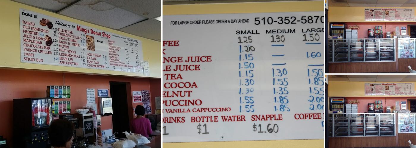 Ming's Donuts Menu