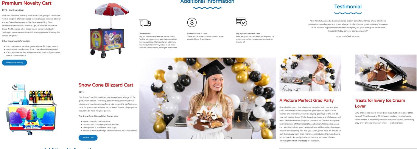 Bumblebee Ice Cream Menu