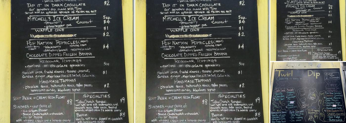 Twirl & Dip Soft Serve Ice Cream Truck Menu