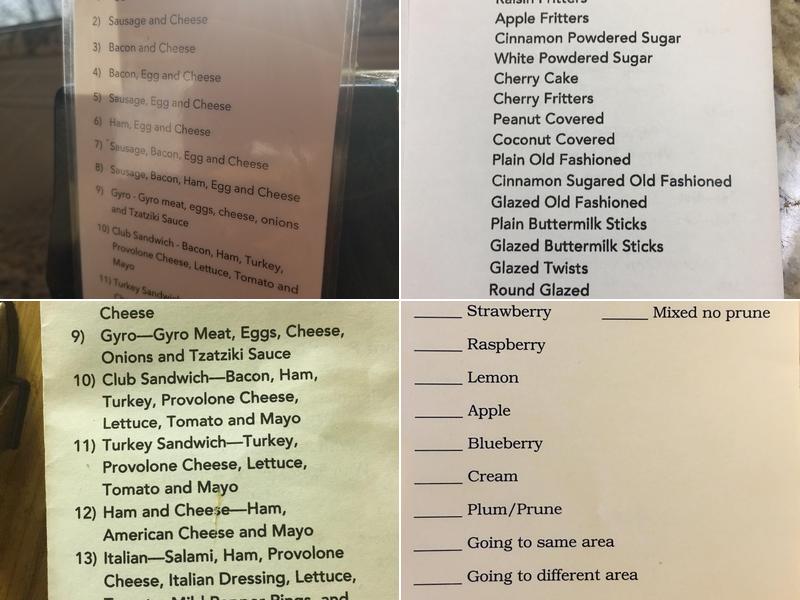 Donut Castle Menu