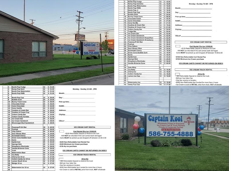 Captain Kool Ice Cream Menu