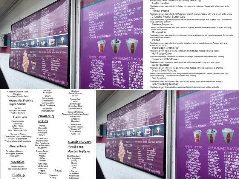 Dairy Freezzz Madison Heights Menu