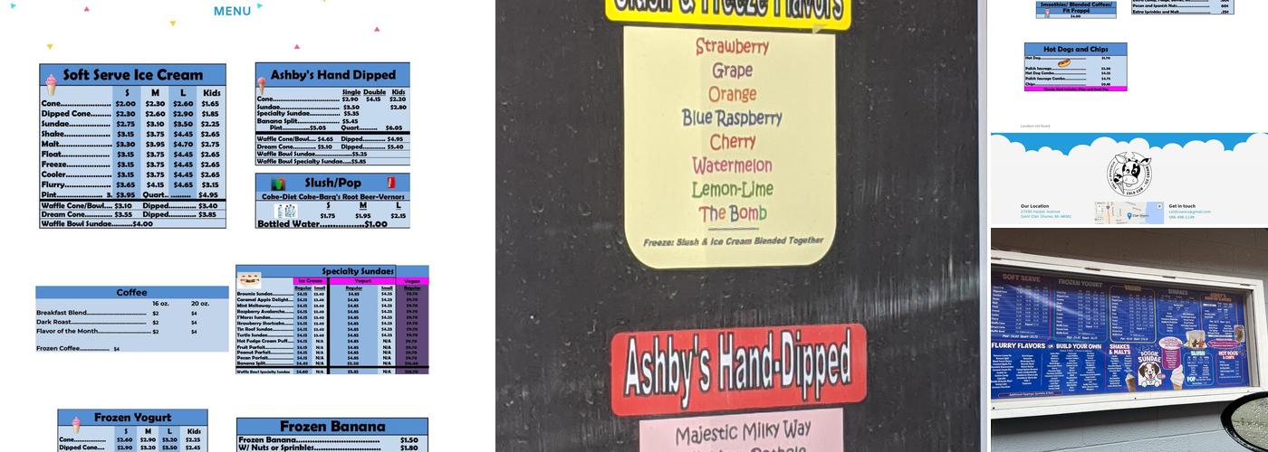 Cold Cow Ice Cream Menu