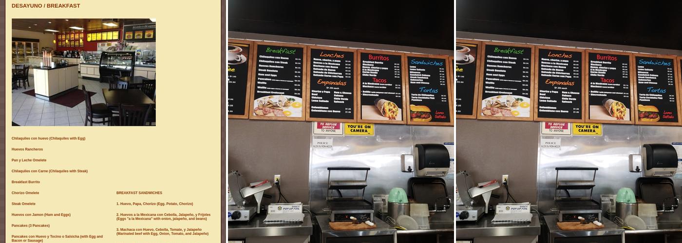 Pan Y Leche Bakery & Cafe Menu