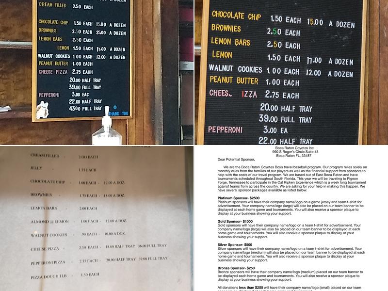 Joseph's Bakery Menu