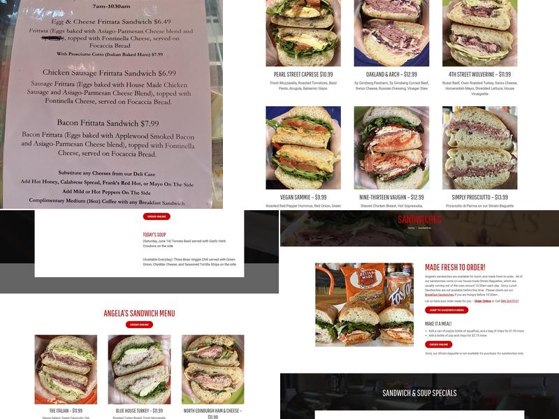 Angela's Italian Deli and Bakery Menu