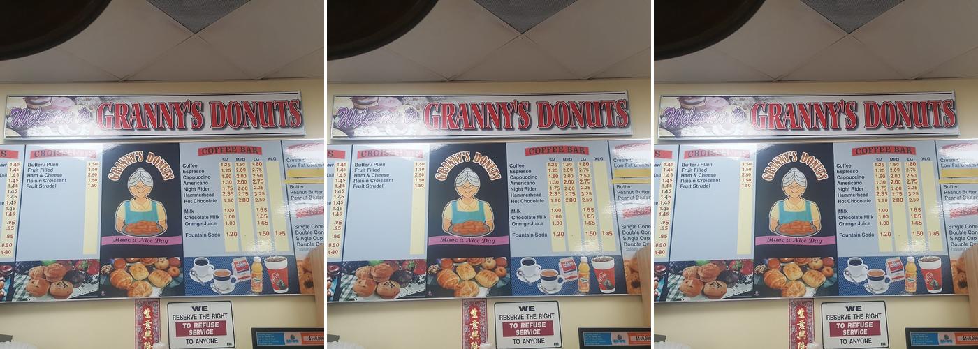 Granny's Donuts Menu