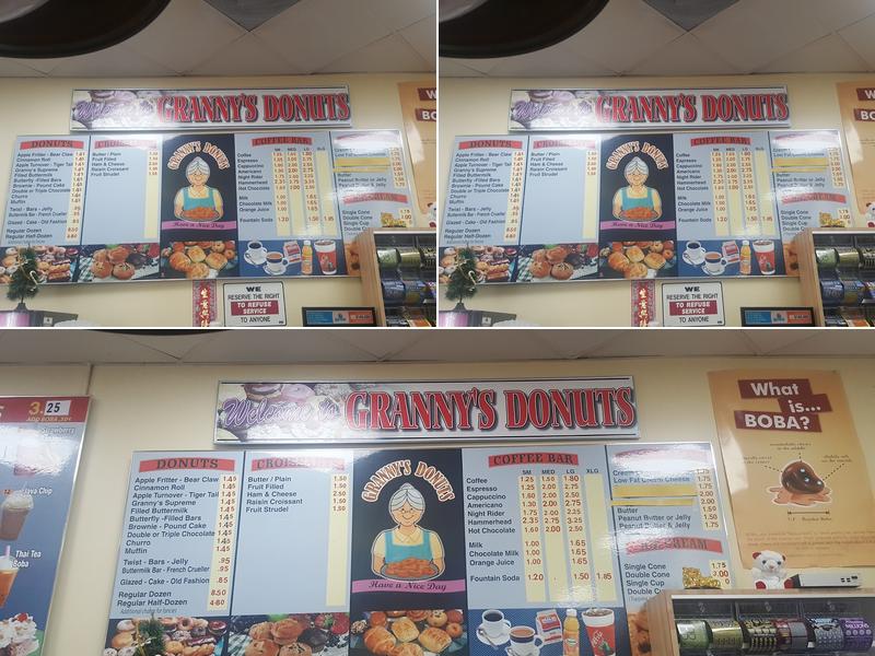 Granny's Donuts Menu