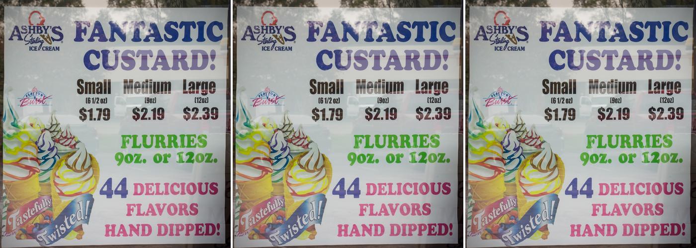 Ashby's Sterling Ice Cream Parlor Menu