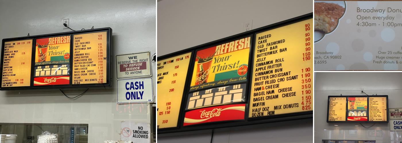 Broadway Donuts Menu