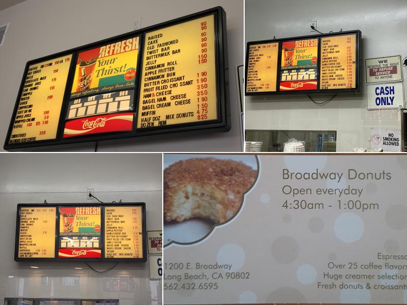 Broadway Donuts Menu