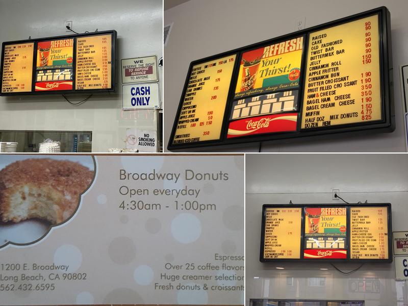 Broadway Donuts Menu