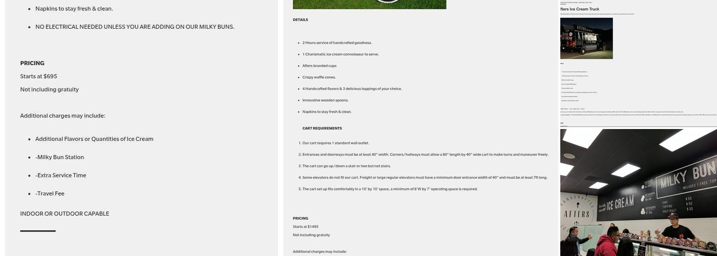 Afters Ice Cream Menu