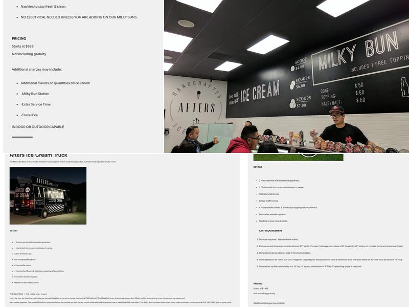 Afters Ice Cream Menu