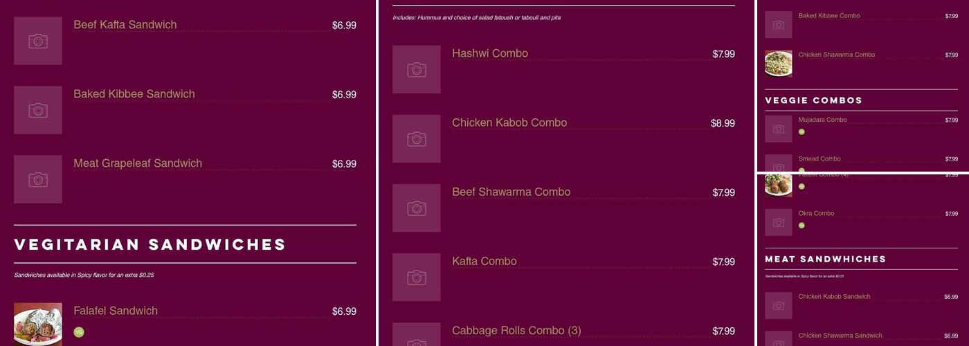 Jerusalem Bakery Menu