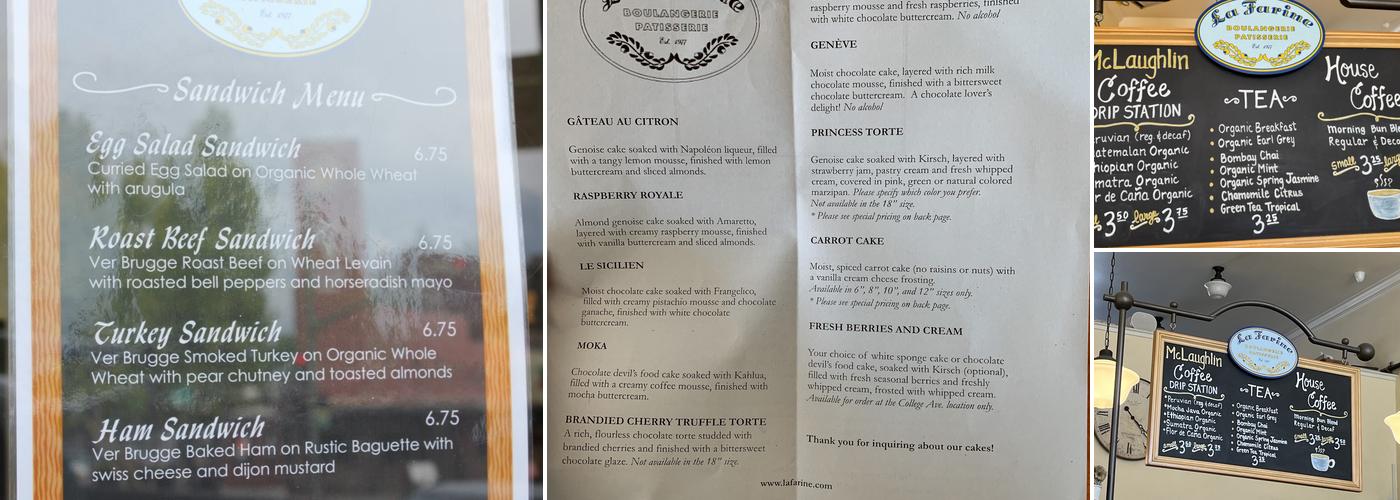 La Farine Bakery Menu