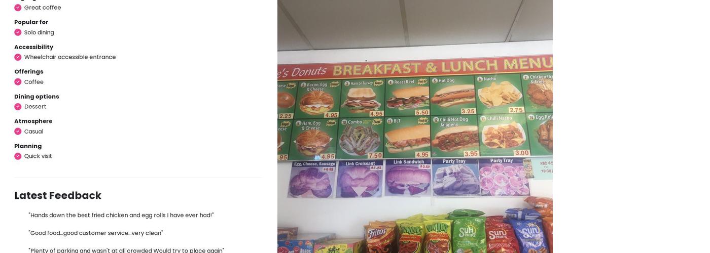 Lee's Donuts Menu