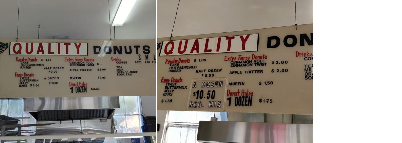 Quality Doughnuts Menu