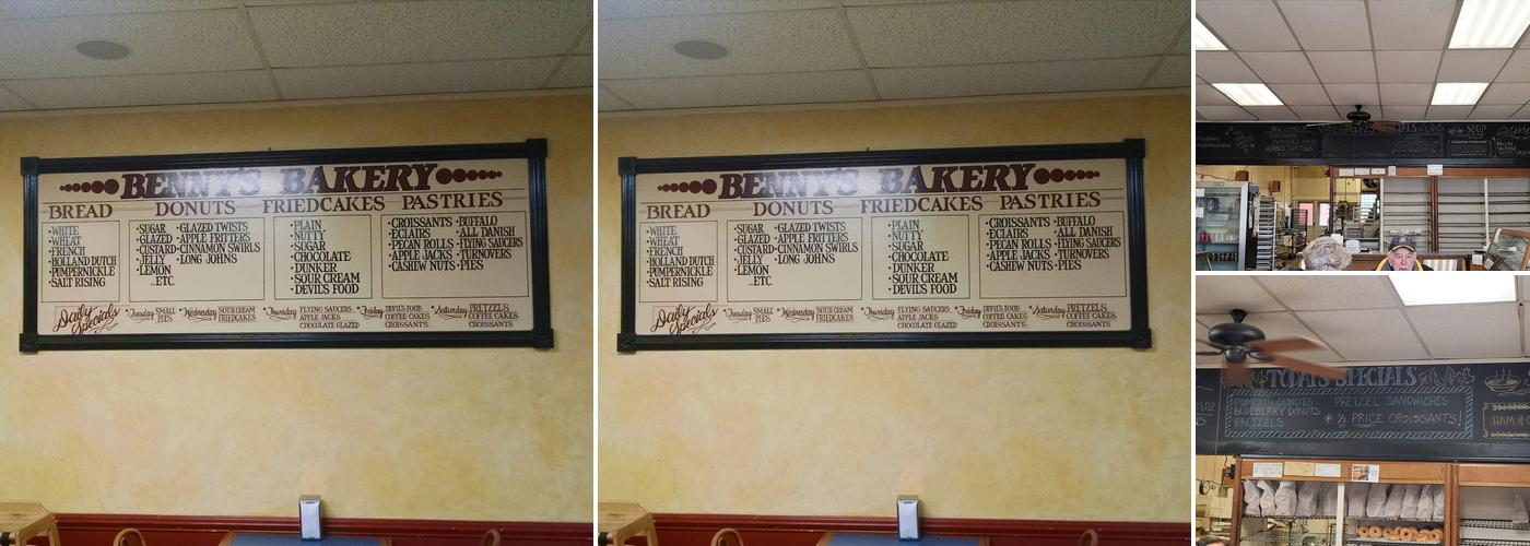 Benny's Bakery Menu