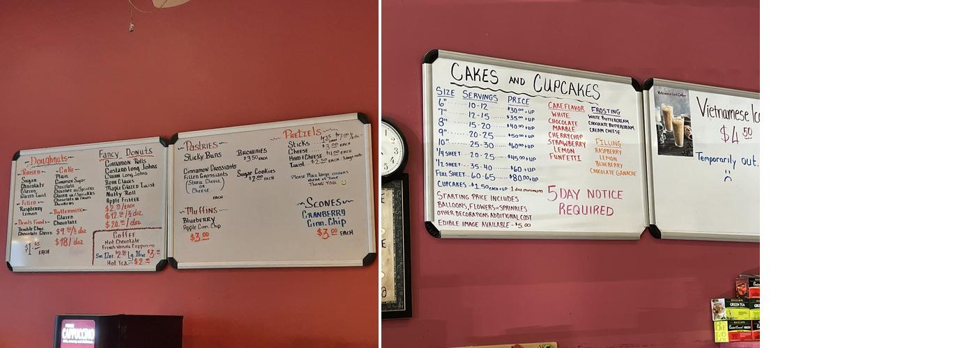 Pinckney Bakery Menu