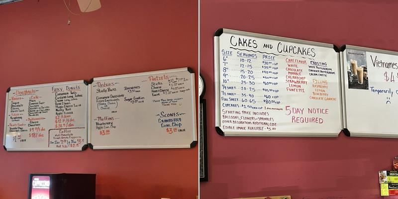 Pinckney Bakery Menu