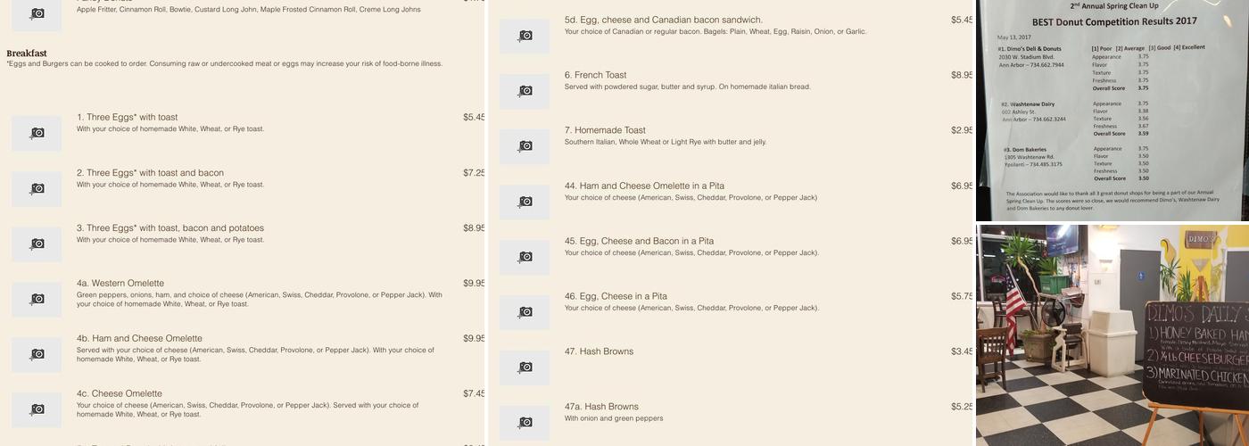 Dimo's Deli & Donuts Menu