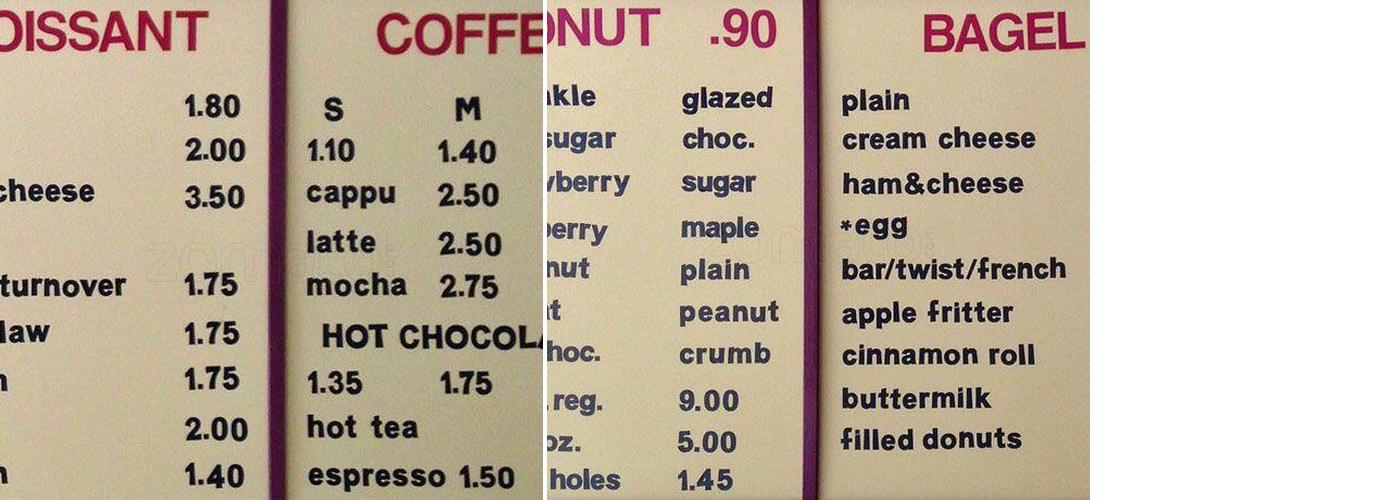 Donut Express Menu