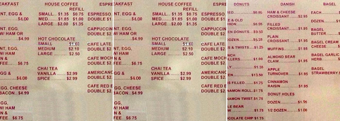 Lee's Donuts Menu