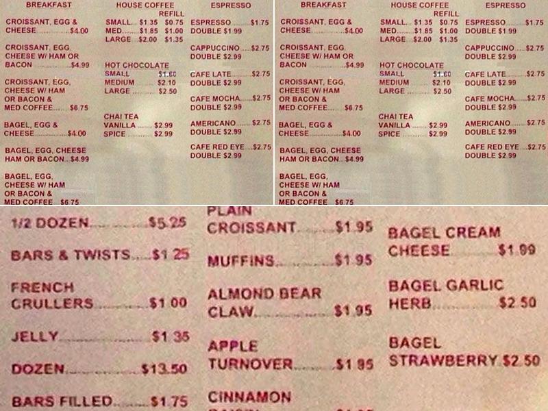 Lee's Donuts Menu