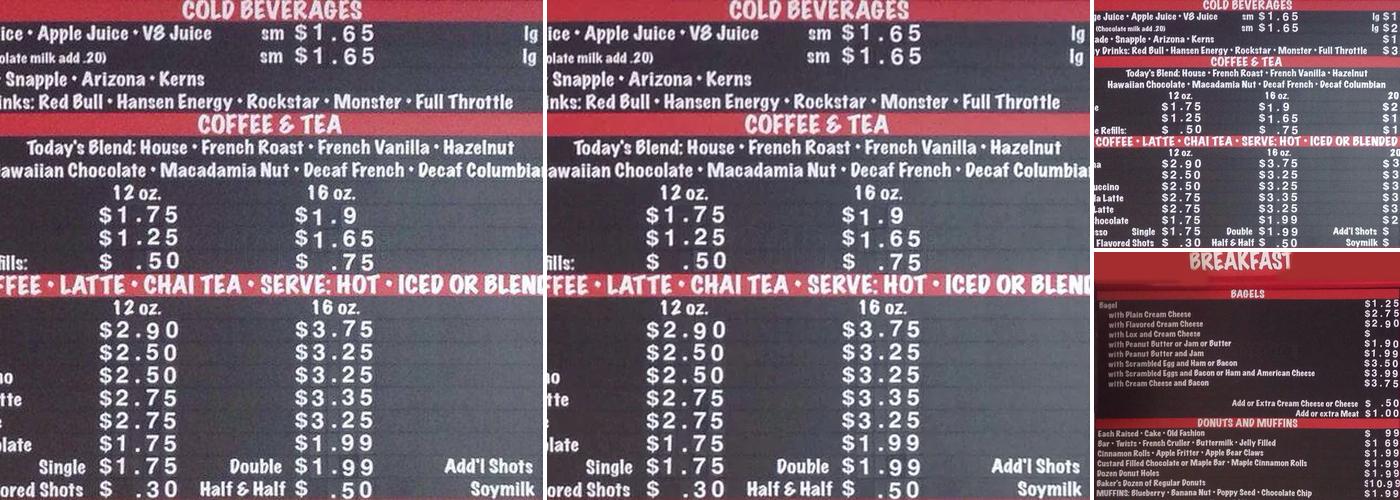 Christy's Donuts Menu