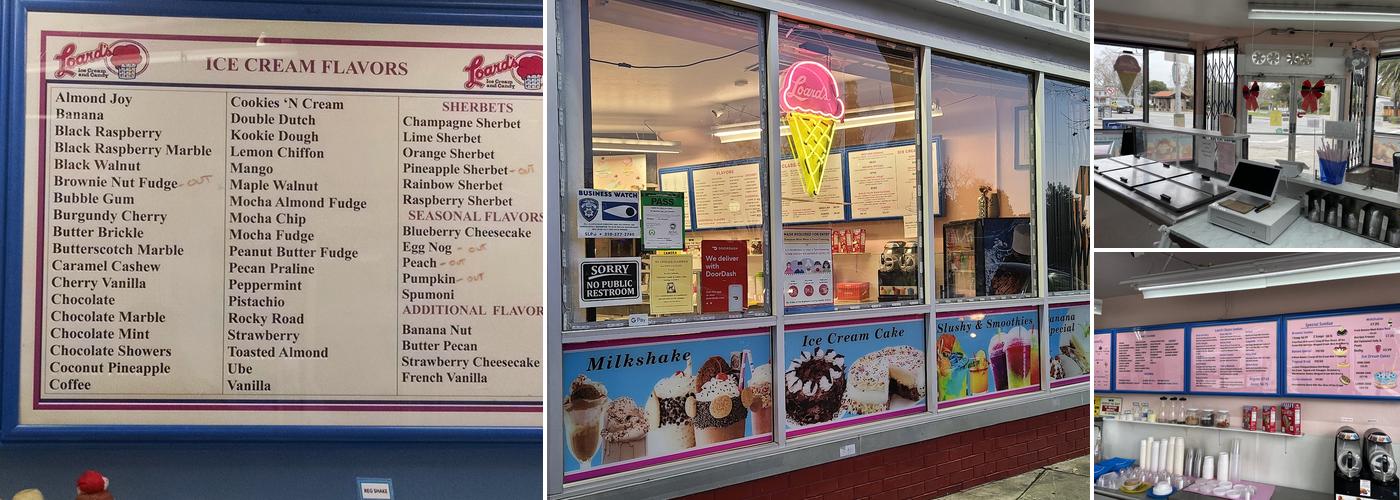 Loard's Ice Cream Menu
