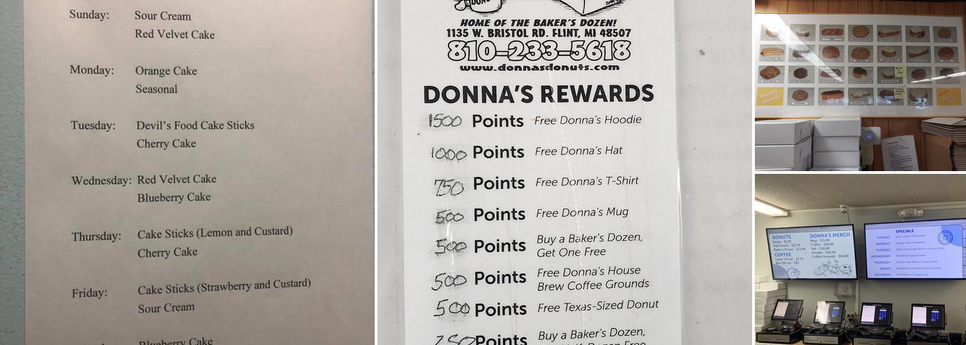 Donna's Donuts Menu