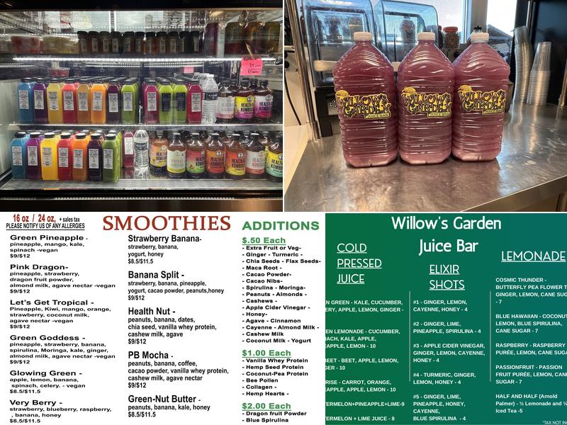 Willow's Garden Juice Bar Menu