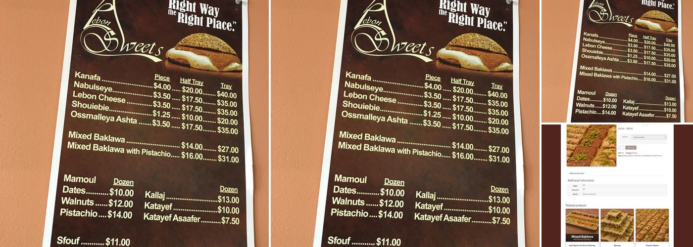 Lebon Sweets Menu