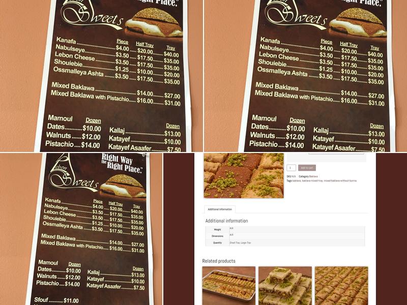 Lebon Sweets Menu