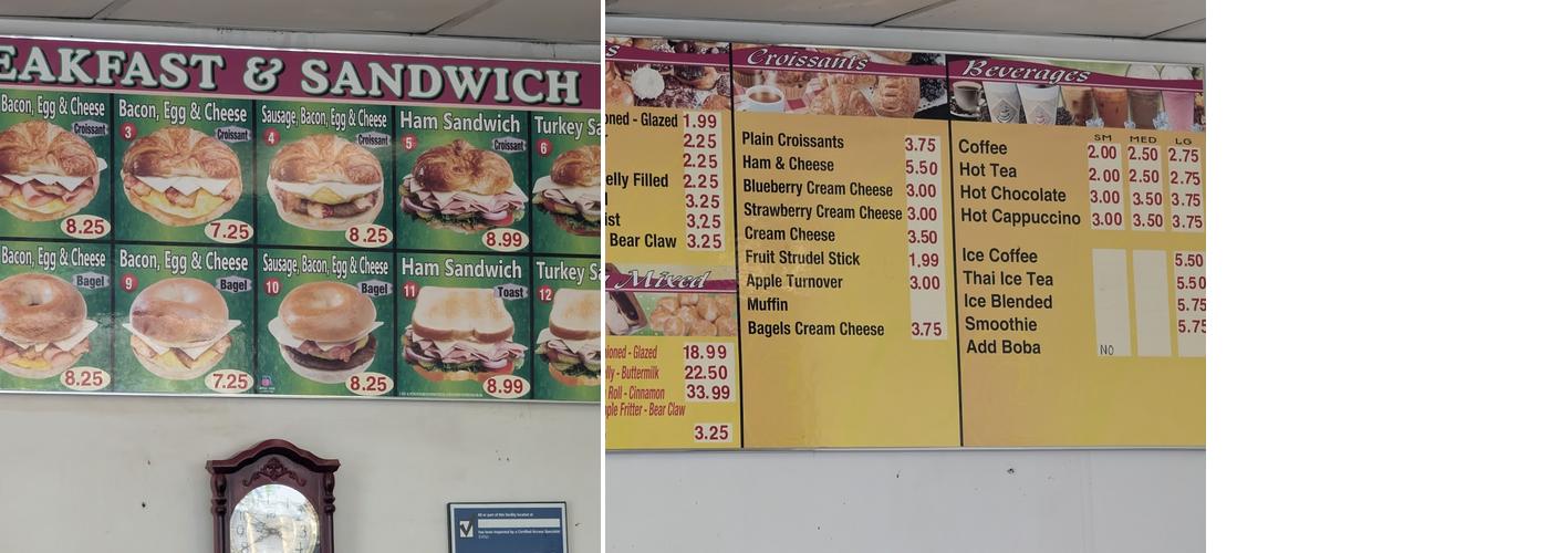Giant Donuts Menu