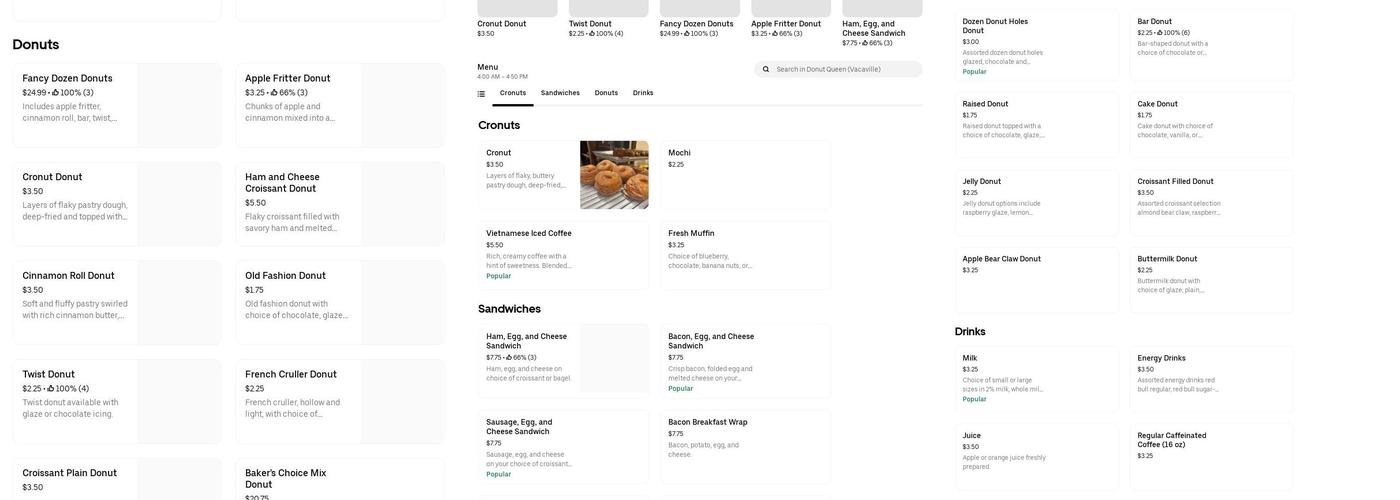 Donut Queen Menu
