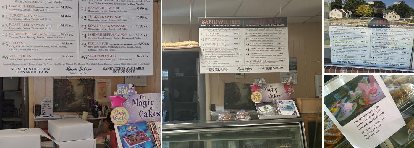 Monroe Bakery Menu
