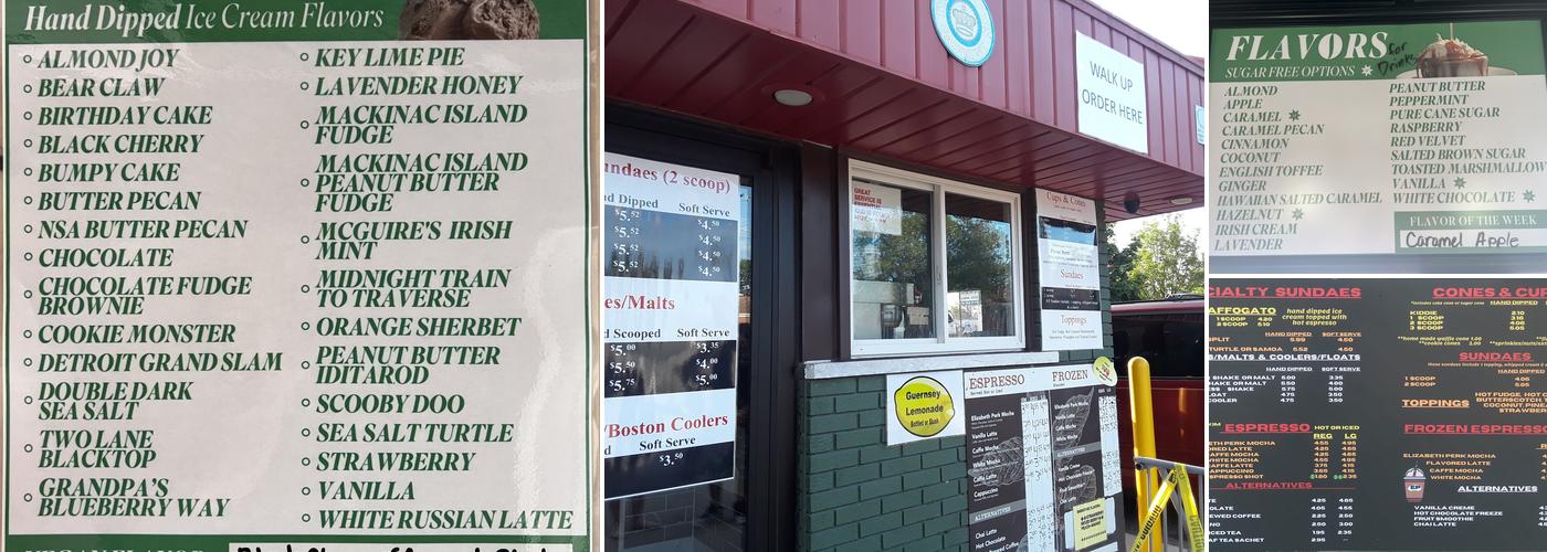 Elizabeth Perk Coffee & Ice Cream Menu