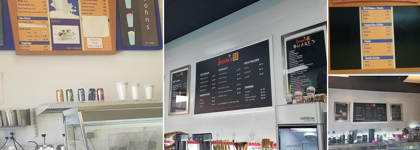 John's Ice Cream Menu