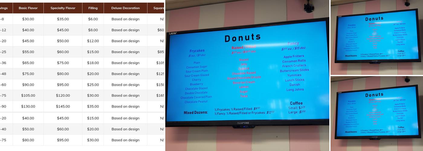 Heritage Bakery Menu