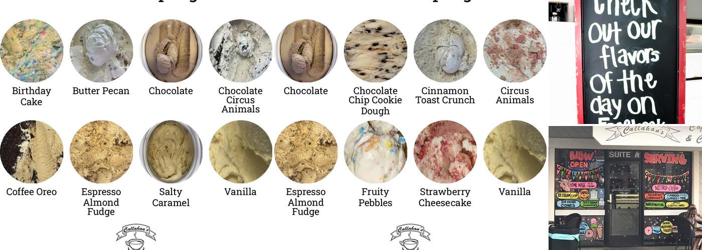 Callahan's Coffee and Cones Menu