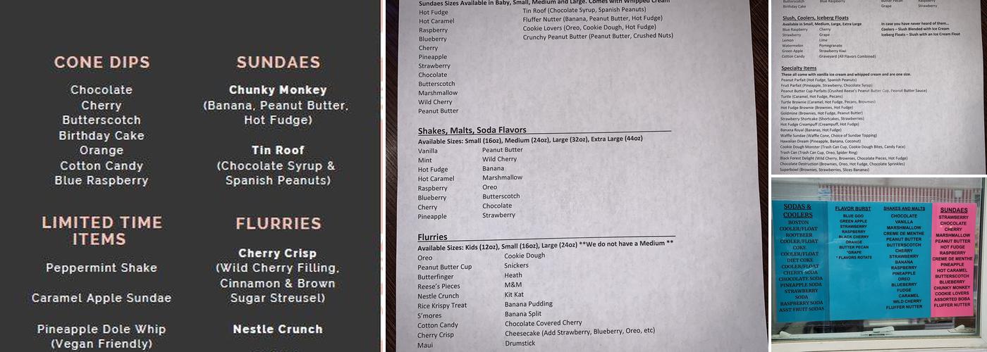 Marv's Dairy Dan Menu