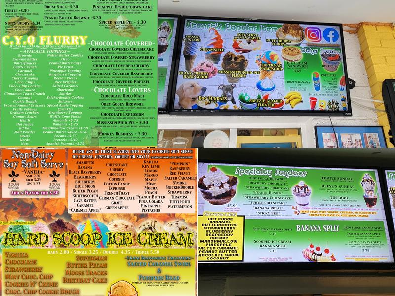 Stuart's Ice Cream and Yogurt Menu