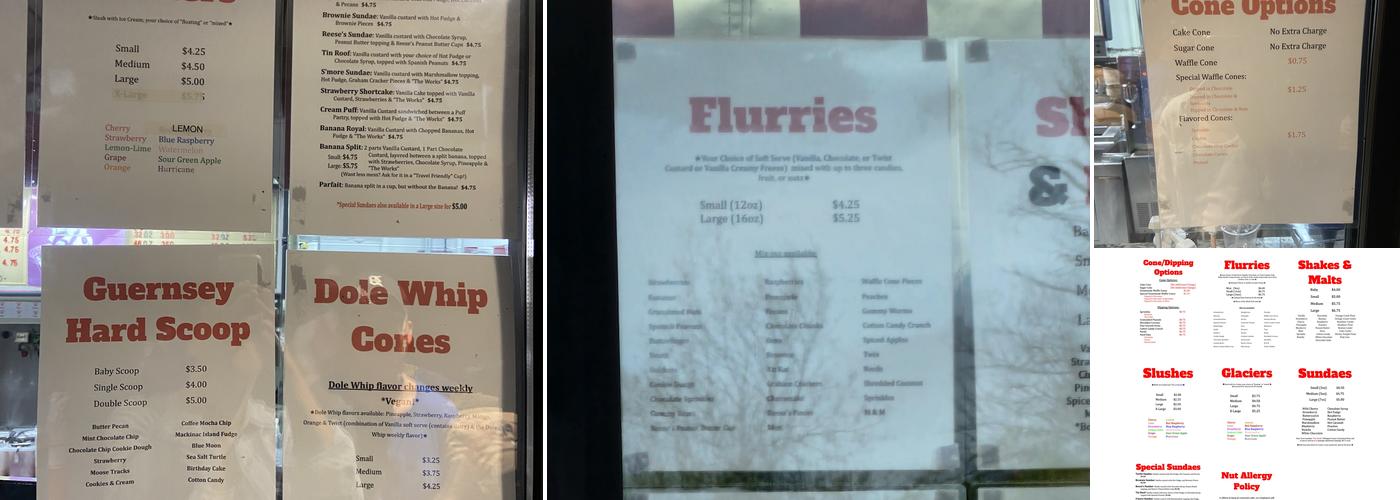 Custard Time Menu