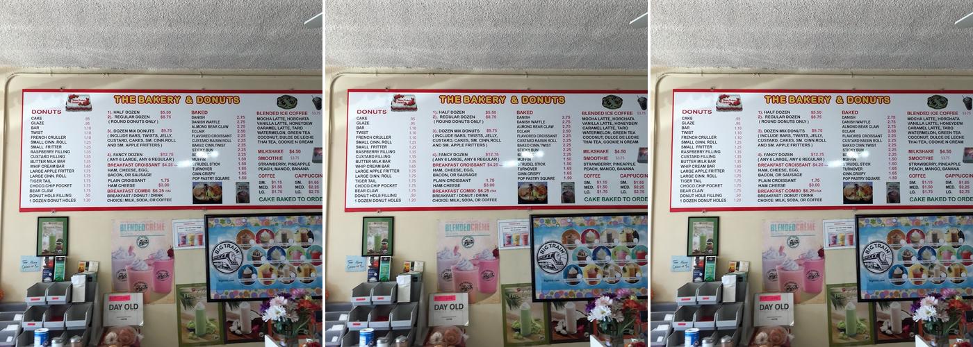 Bakery Menu