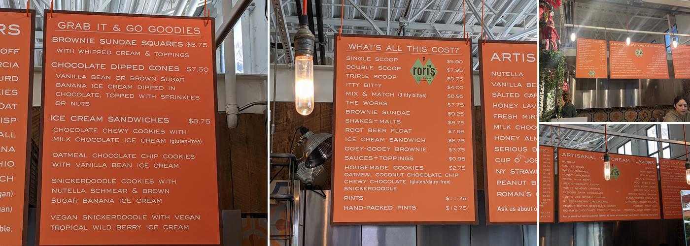 Rori's Artisanal Creamery Menu