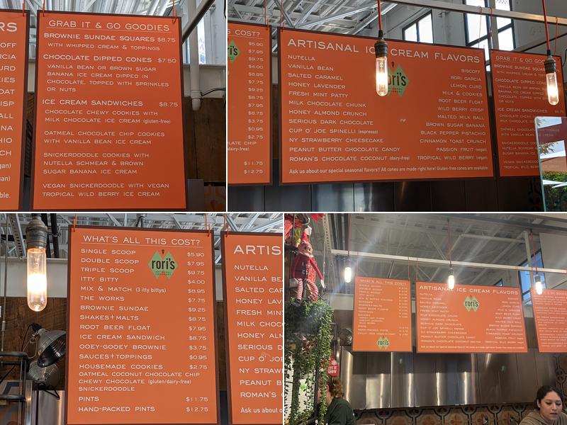 Rori's Artisanal Creamery Menu