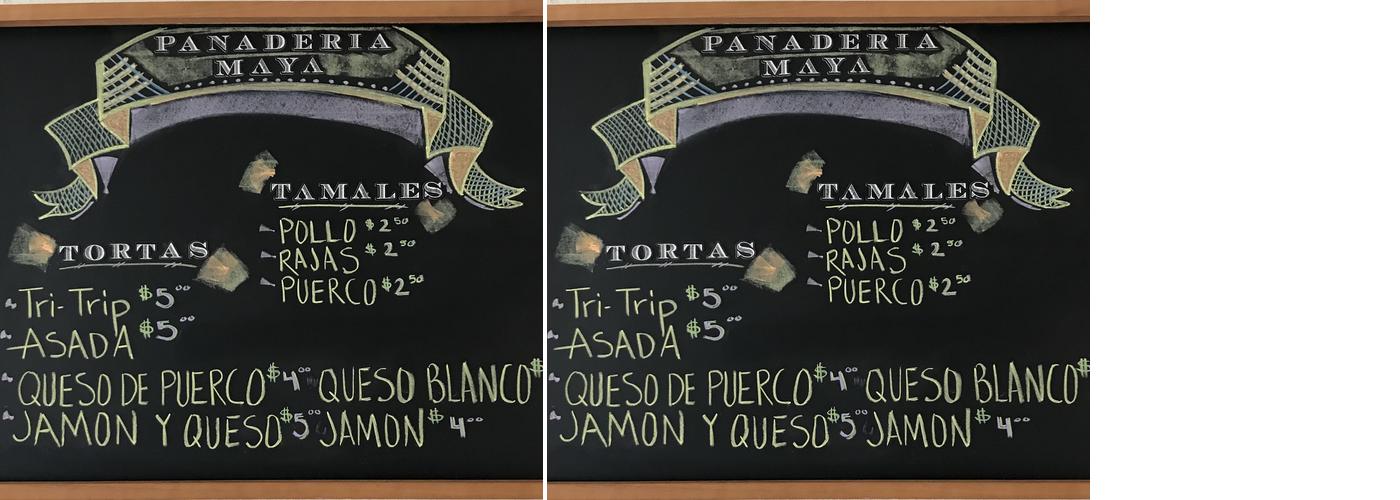 Panaderia Maya Menu