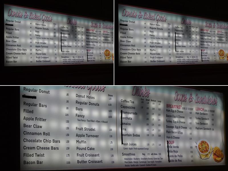 Michelle's Donuts Menu